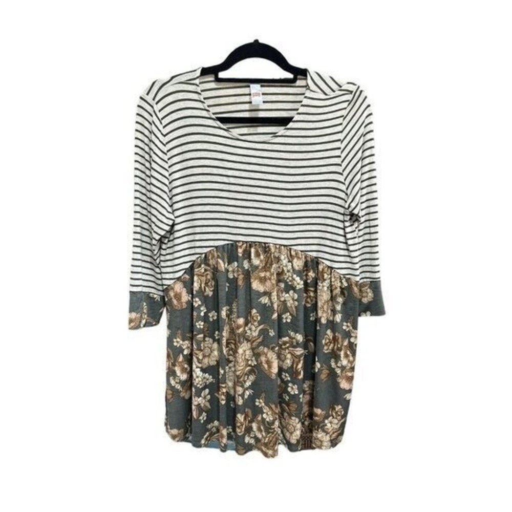 Jules & James Tunic Top Womens M Babydoll Flowy Boho Mixed Media Comfort Light